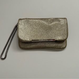 BCBGeneration sparkly pale gold clutch wristlet